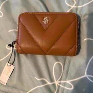 Brown Quilted Wallet with Logo